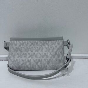 Michael Kors Gray & White MK Logo Fanny Pack Belt Bag with Adjustable Strap